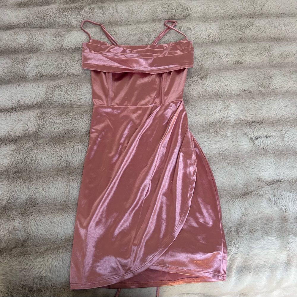 Pink satin/ silk mini dress